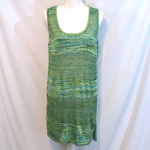 SALE! Joan Vass Space Dye Green Blue Tunic Tank XL